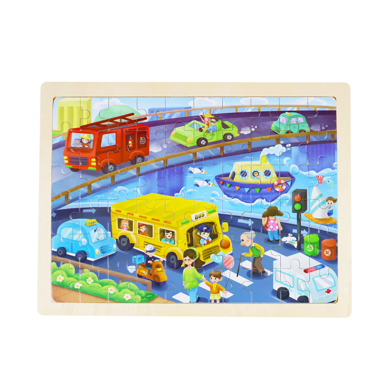 60 piezas de madera puzzle de dibujos animados para niños cuentos de hadas puzzle plano para bebés juguetes de bloque de construcción de puzzle de educación temprana