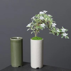 小直筒氷裂釉ミニ植木鉢多肉緑植竹柏ホテル花器創意陶磁器テーブルトップ鉢植え穴あり