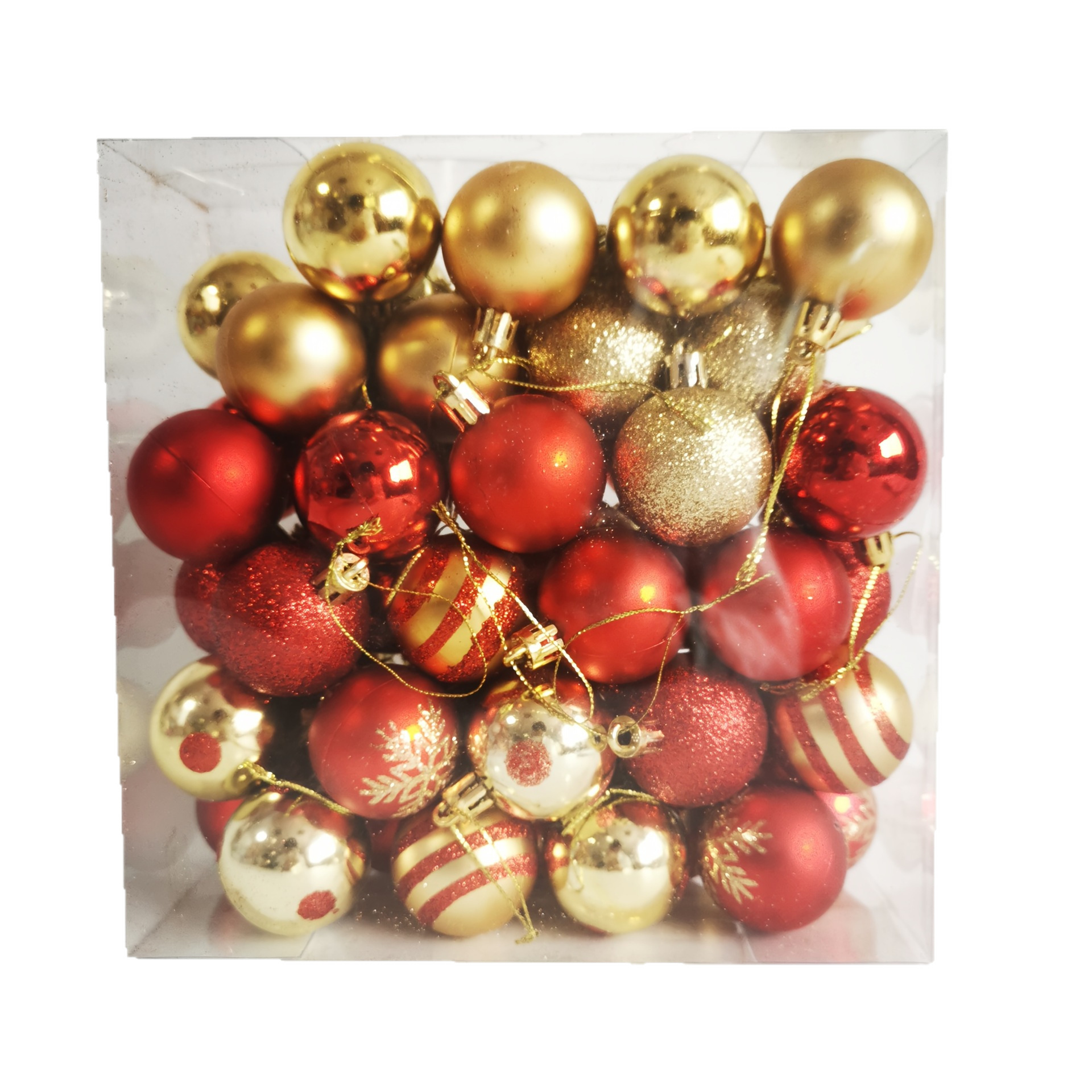 Spot Navidad 4cm 50 piezas de oro rojo pintado plástico galvanoplastia bola de Navidad juego árbol de Navidad ambiente festivo