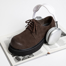 春季新款英伦风潮流休闲小皮鞋男士真皮复古大头皮鞋厚底增高男鞋