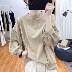 新品秋装新款灯笼袖长袖恤女式韩系宽松显瘦洋气减龄上衣