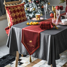 新年现代简约圣诞红色美式餐桌桌旗欧式高档茶几桌布长条盖巾