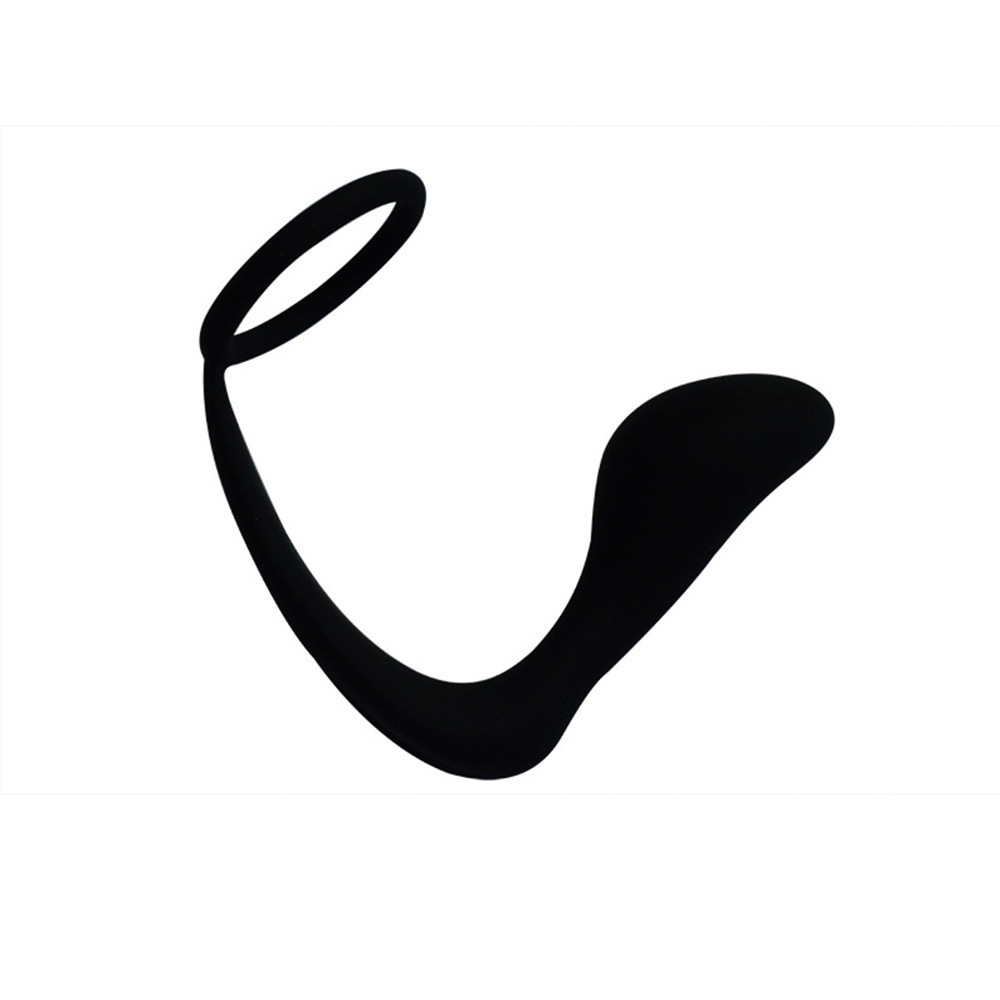 Men’s Silicone Prostate Massager Plug with Sperm Lock Ring, Black — detail image 7