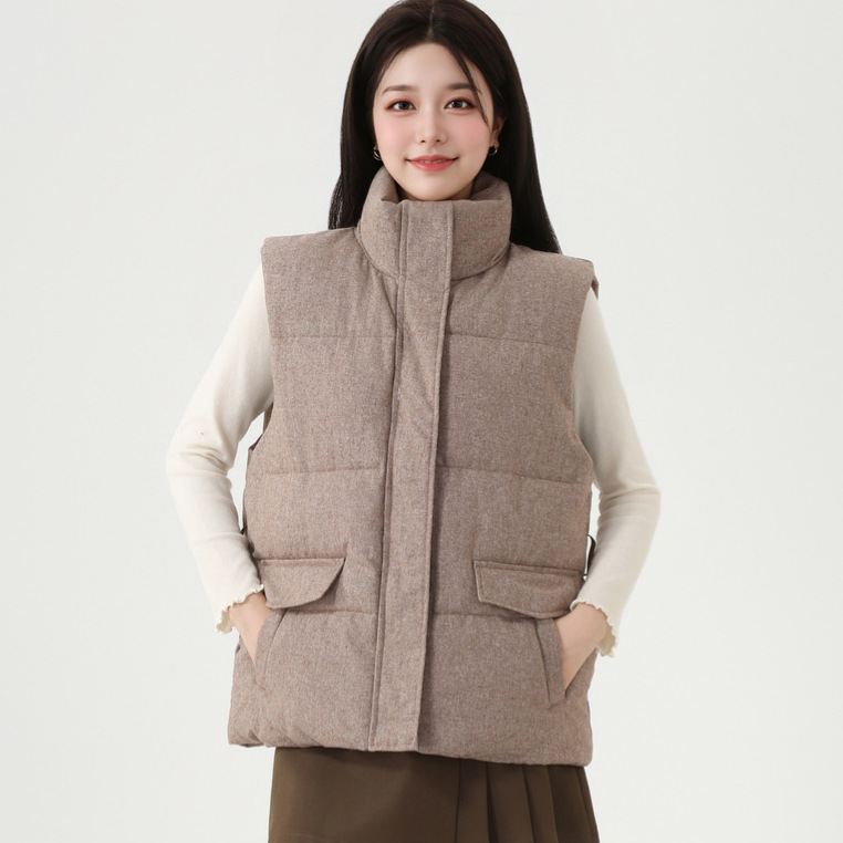 欧洲站2025新款洋气立领棉马甲女短款宽松时尚设计感百搭马夹坎肩|undefined