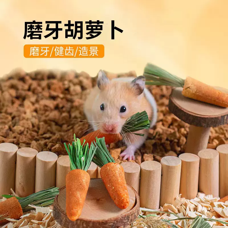 仓鼠磨牙零食小胡萝卜小草莓造景玩具洁齿健齿龙猫荷兰猪兔子喂食