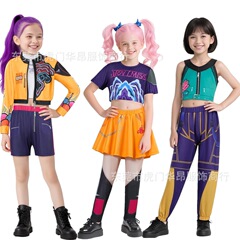 跨境欧美新款k-pop女孩恶魔猎人流行歌手万圣节装扮儿童舞台套装