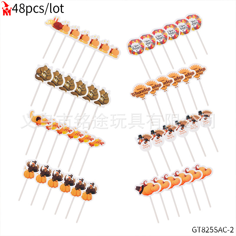 Acción de Gracias cumpleaños Turquía tarjeta pastel decoración fiesta atmósfera decoración suministros Tarjeta de inserción