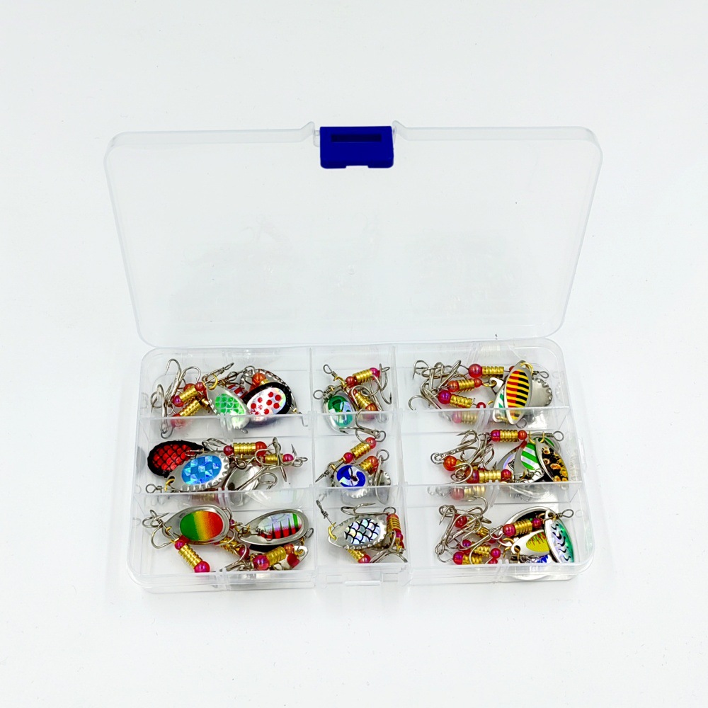 Fábrica al por mayor 30 compuesto giratorio luya lentejuelas traje pegatinas de color Placa de hierro cebo de pesca caja de engranajes de pesca