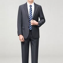 新款西服套装男商务休闲职业正装中年爸爸装毛料西装结婚伴郎礼服