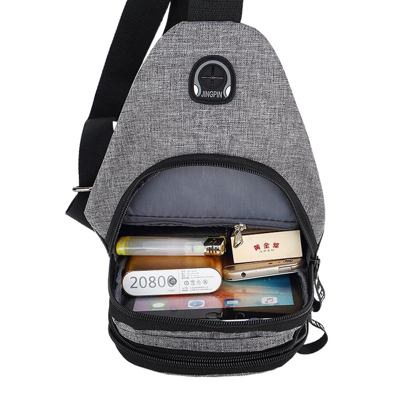 Chest Bag Canvas Front Chest Bag Casual Youth Shoulder Bag Men's Oxford Cloth Crossbody Bag Anti-Theft Laptop Large Capacity