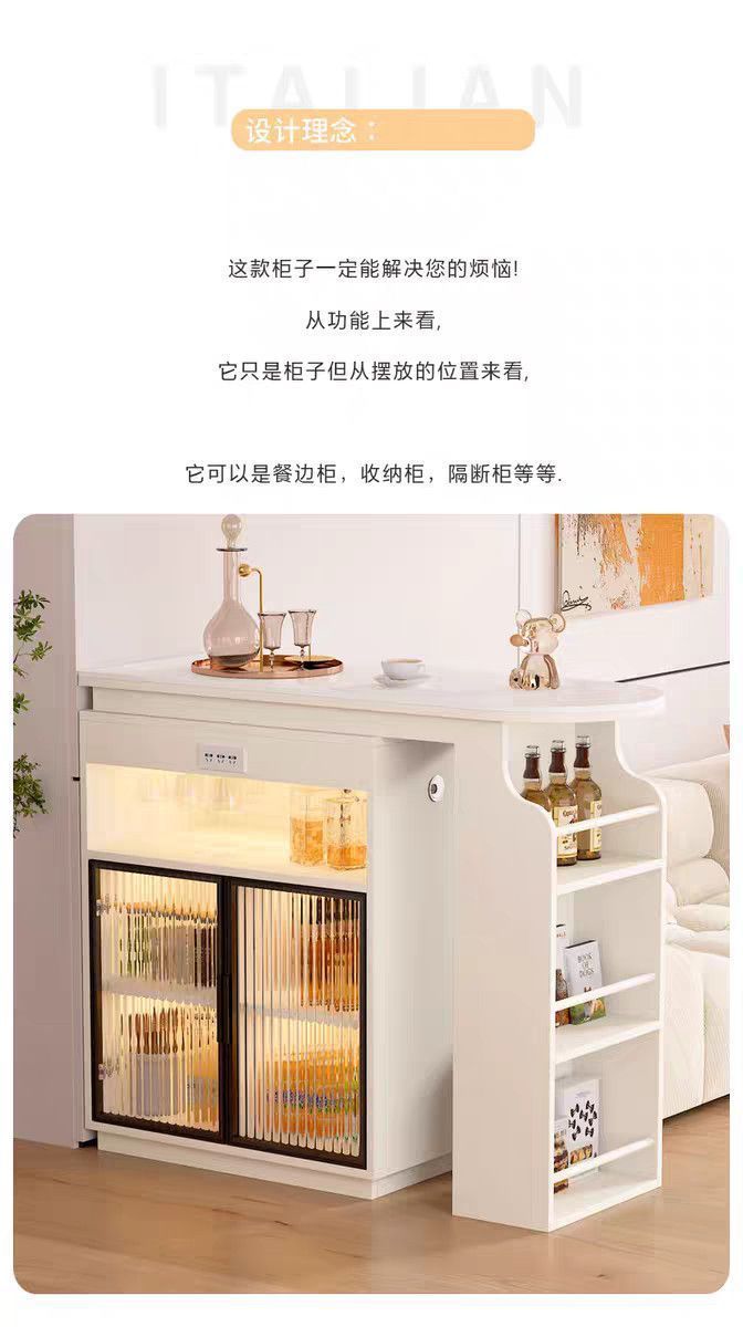 实木吧台隔断柜客厅抽拉式沙发旁吧台复古黑色收纳柜餐柜旋转拉伸-阿里巴巴