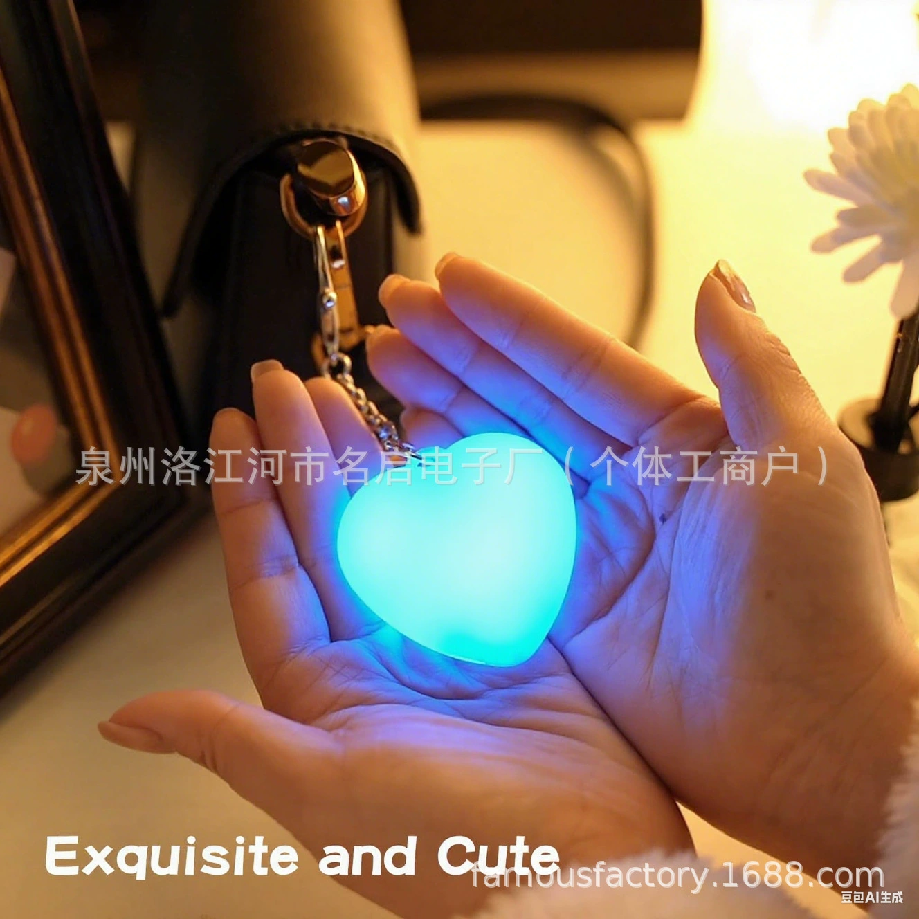 Сердечный брелок для сумки-подвеска, светодиодный LED-light с USB-подзарядкой, белый, розовый, синий, сенсорный светлый сердечко
