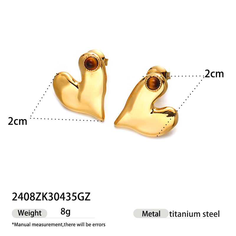 Taina europa y americana pendientes de acero inoxidable lujo ligero de alto nivel sensación de piedra triturada natural pendientes al por mayor joyería transfronteriza nicho