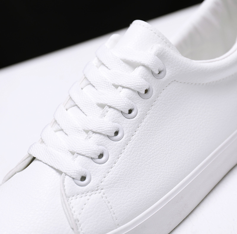 Caoutchouc petit blanc nouveaux trous de maille en cuir décontracté, à lacets d'été, chaussures de sport à fond plat pour étudiants, pour hommes_voghion.com