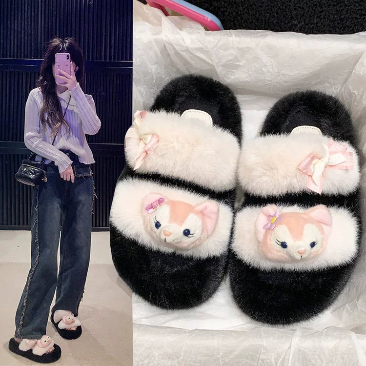 Симпатичные шерстяные шлепанцы женские 2024 новый летний супер огонь в помещении