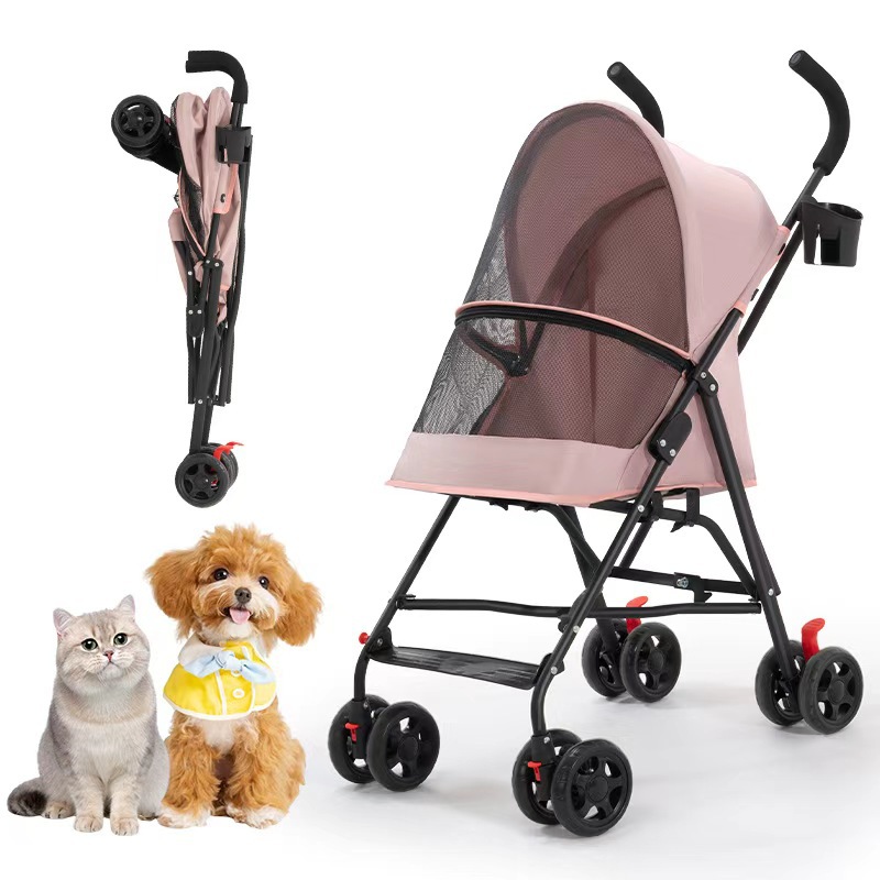 Transfronterizo simple pet carrinch pet pet pet carrinch pet out pequeño portátil ligero plegable con un botón