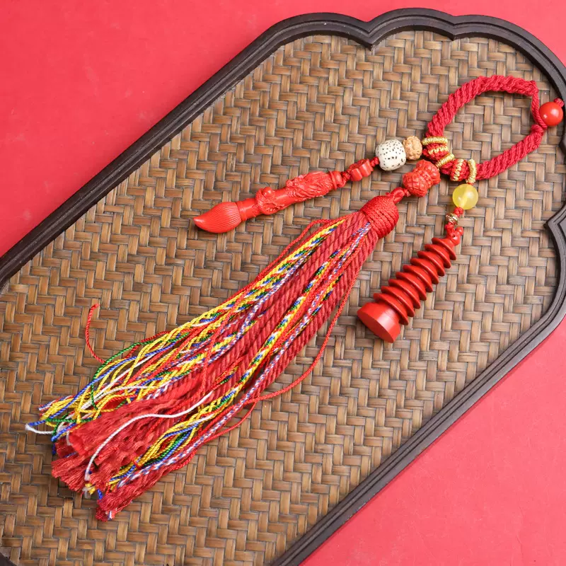 万山红遍含辰砂工艺品朱砂包挂车挂钥匙挂挂件