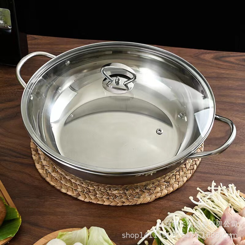 Stainless steel non-magnetic two-flavor hot pot small fat sheep stainless steel S grid pot induction cooker universal Mandarin duck pot clear soup pot Stainless steel non-magnetic two-flavor hot pot small fat sheep stainless steel S grid pot induction cooker universal Mandarin duck pot clear soup pot