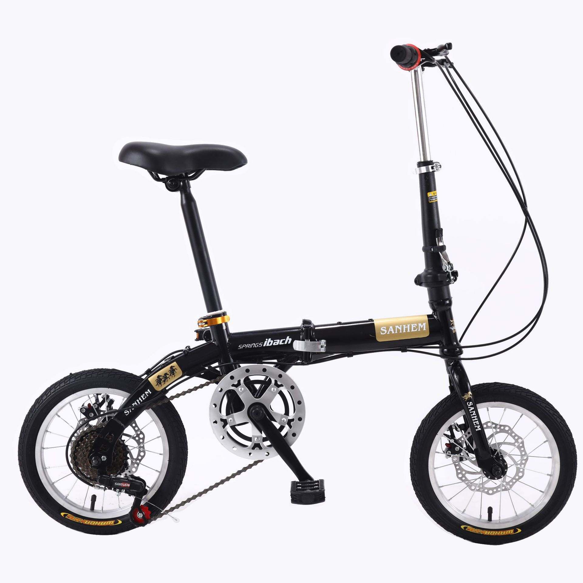 Wholesale Sanheima 14inch Speed Folding Bicycle with Disc Brakes for Adults and Students, Gift Bike, Dual Disc Brake Folding Bike
