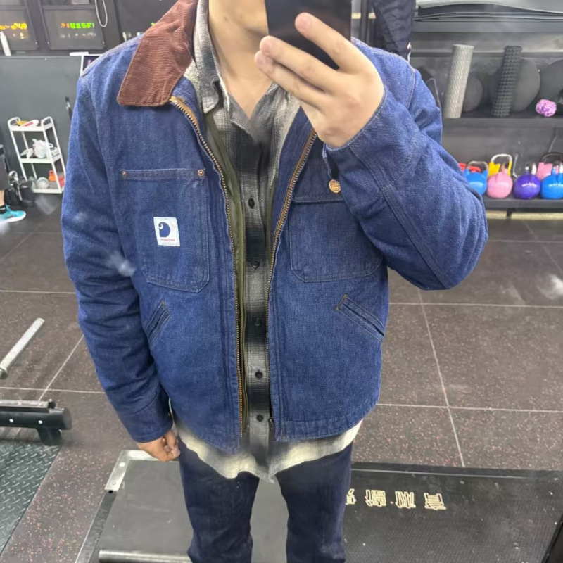 Car 135Th Anniversary Edition Fleece-Lined Warm Zipper Canvas American-Style Rugged Work Jacket Retro Coat Trendy Car 135Th Anniversary Edition Fleece-Lined Warm Zipper Canvas American-Style Rugged Work Jacket Retro Coat Trendy