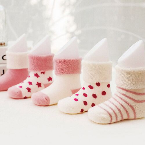 Newborn Baby Socks, Thick Ribbed Warm Winter/Autumn Socks for Boys and Girls, 0-3 Month Infant Cotton Baby Booties, 6-inch Mid-calf