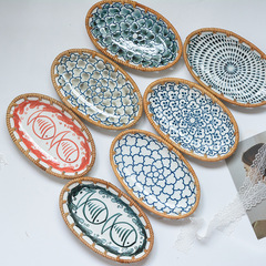 Korean-style Japanese tableware, autumn gourd woven storage, dry fruits, table cakes, point storage, photography, ceramic props, small basket