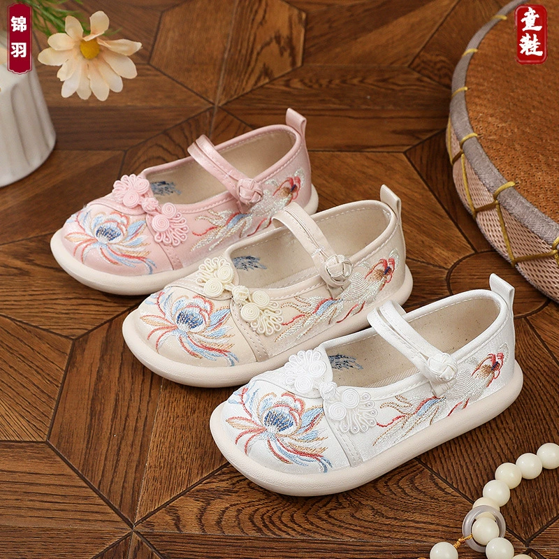 Hanfu обувь для девочек весна и осень 2025 новая ткань обувь ручной работы