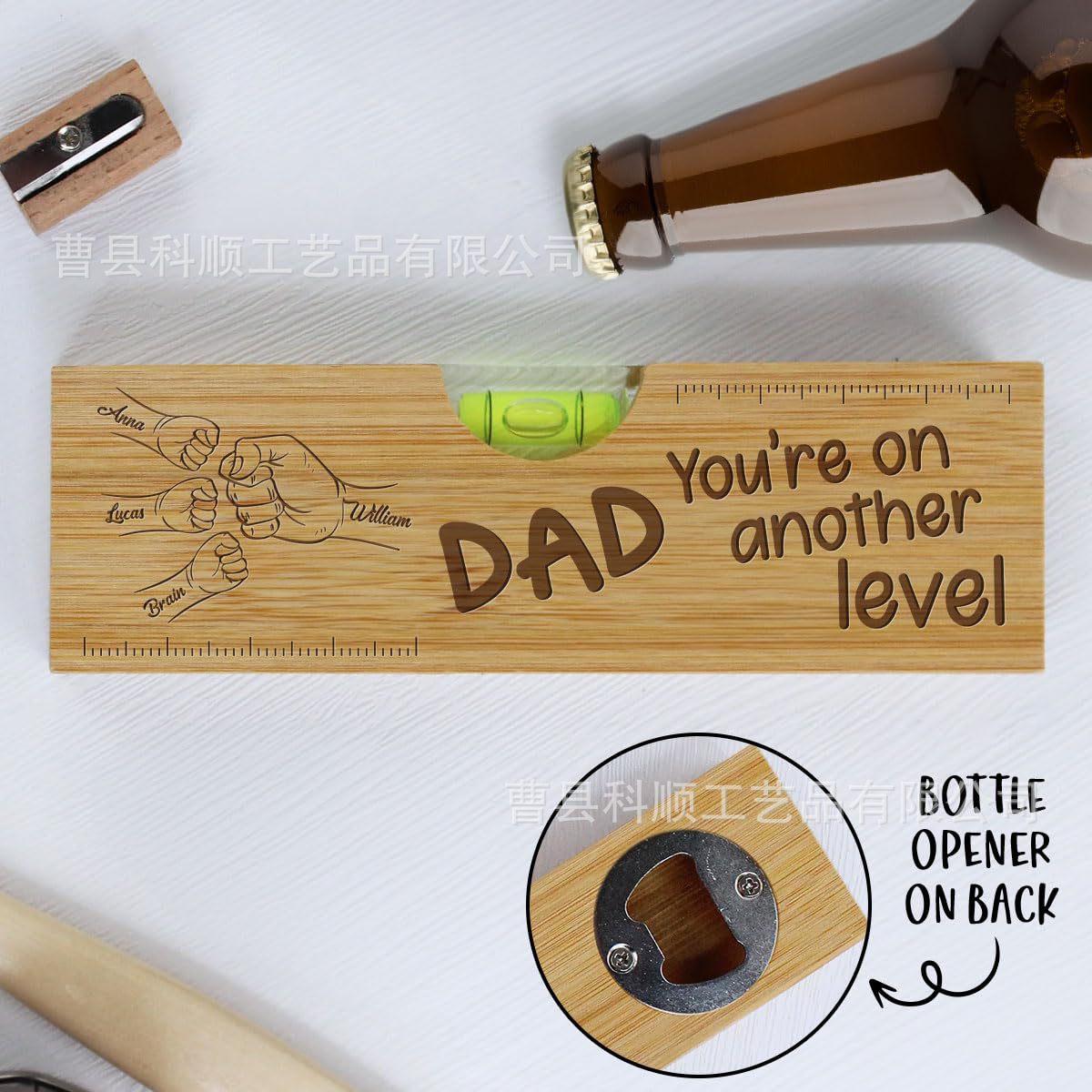 Creative Level Wooden Bottle Opener Bar Party Wooden Beer Bottle Opener Printable Logo Solid Wood Bottle Opener
