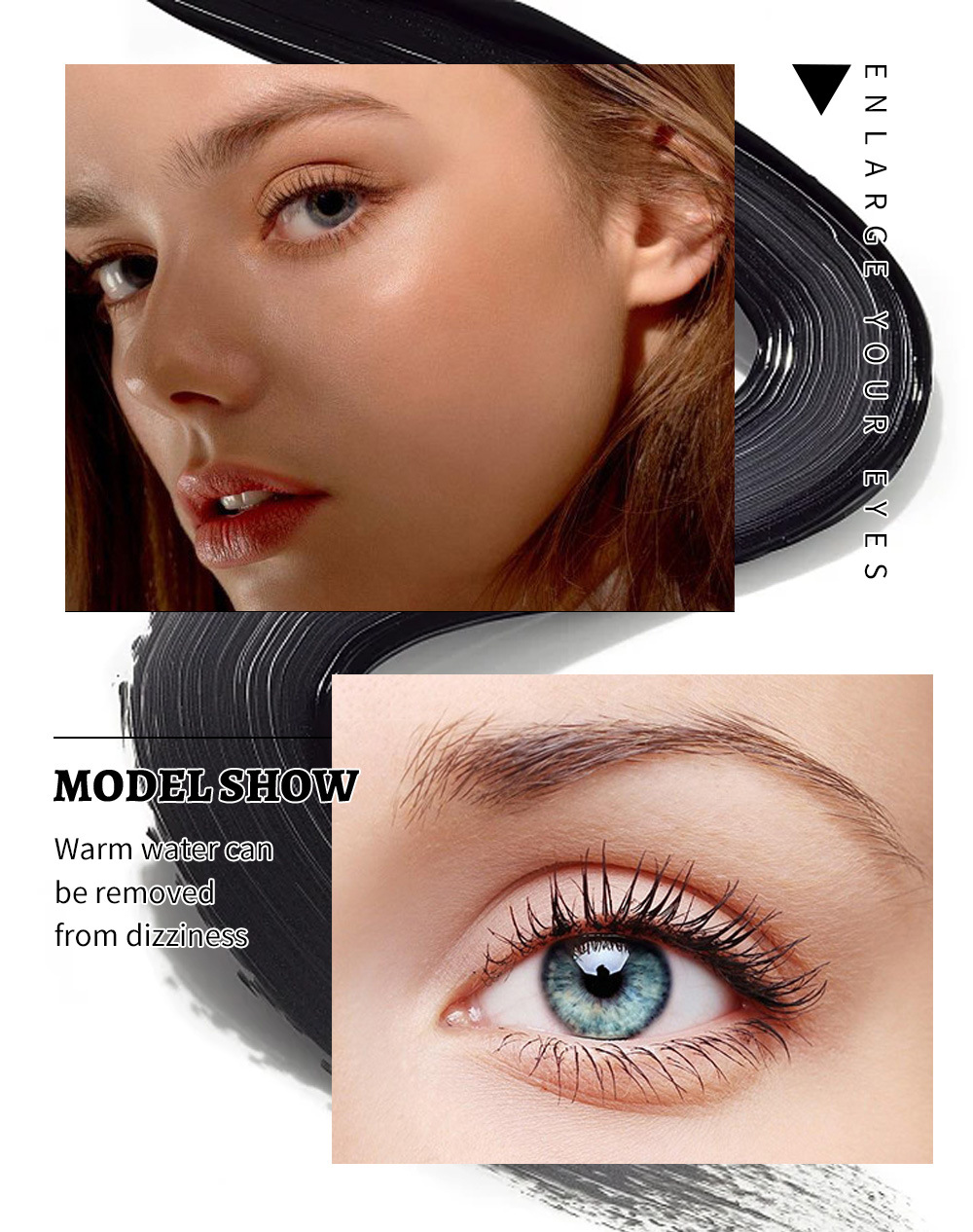 Cross-border makeup, thick and natural, curling mascara, waterproof, sweat-proof, non-smudge, long-lasting eyelash base cream, slender and long Item Picture