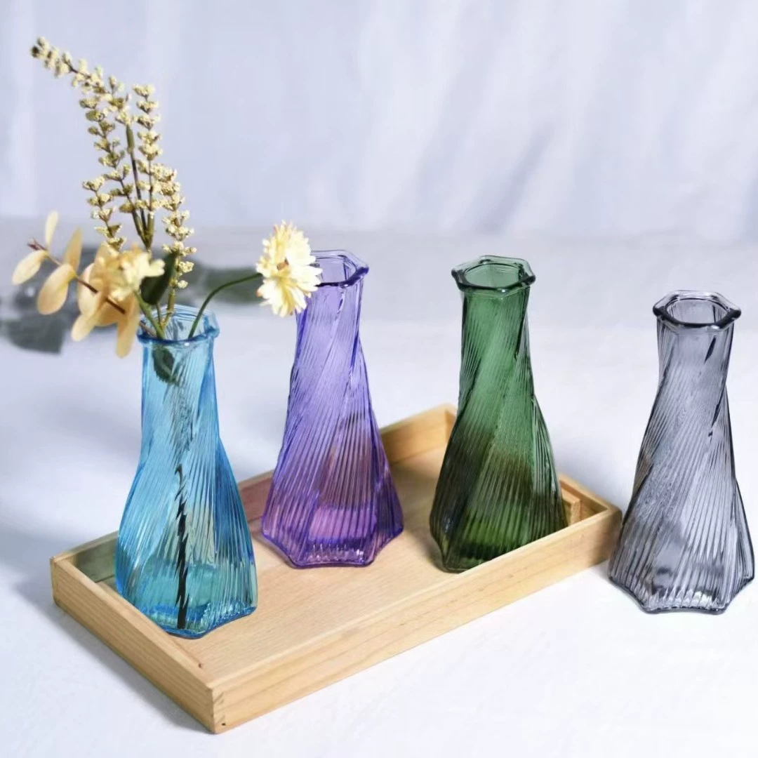 Легкая экстравагантная сетка красная прозрачная стеклянная маленькая ваза для украшения гостиной цветочная композиция ins стиль расширенный минималистский тюльпан воды