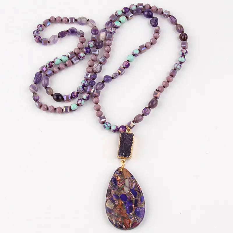 75g Weight Semi-precious stone, Natural Stone Pendant Material Sweater Chain Classification Semi-precious stone, Natural Stone Chain Material 1 Piece Quantity Daily Occasion Semi-precious stone, natural stone Material Water Droplets Pattern Unisex Gender Beaded Design Bohemian Style Bohemian Water Droplets Semi-precious Stone Natural Stone Sweater Chain In Bulk Natural Stone Necklace 3