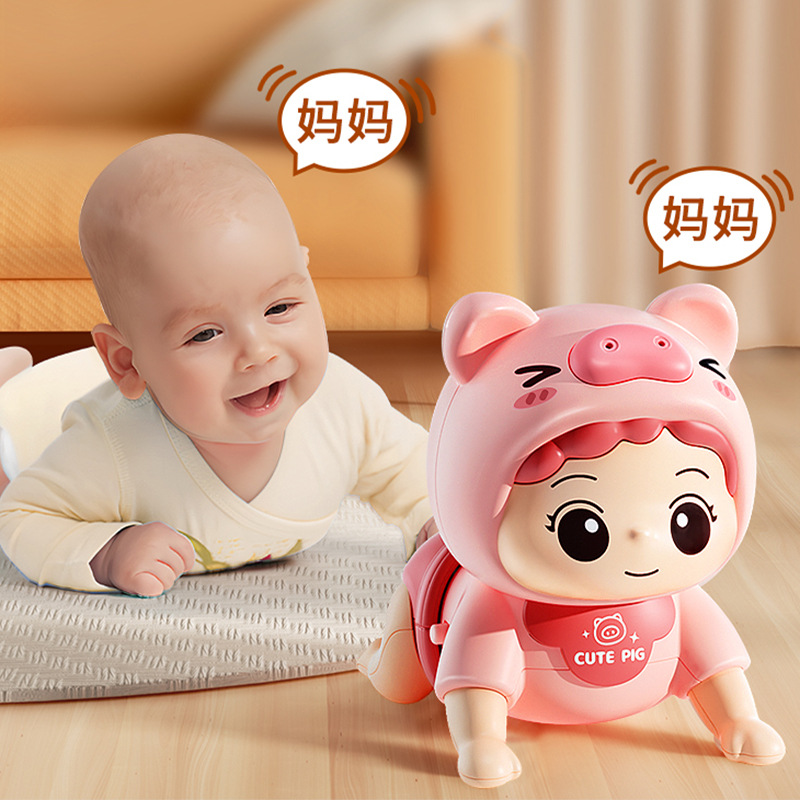 Baby Toys 0 to 1 Years Old Learning Crawling Guide Head-up Training Puzzle Early Education Electric Crawling Baby 3 Baby Gift 6 Months