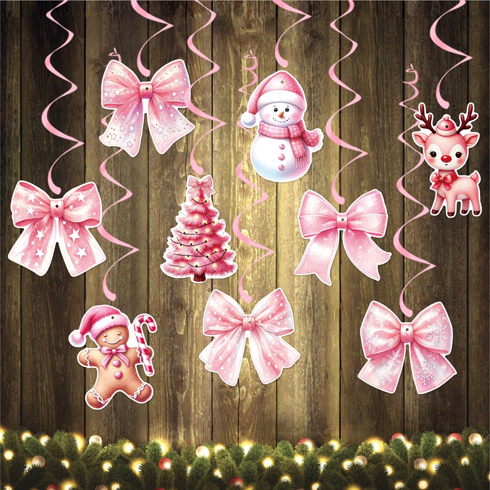 Nuevos productos transfronterizos de Navidad rosa colgante espiral arco pan de jengibre hombre decoración de la fiesta colgante de techo