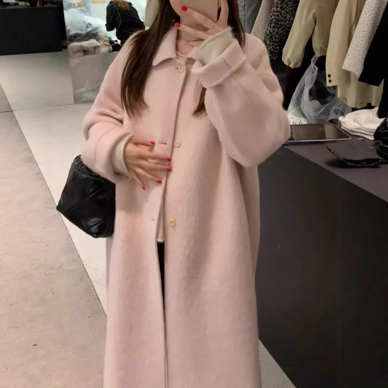 2026 Autumn and Winter New Style, Super Stylish Pink Coat for Petite Women, Trendy Korean-Style Woolen Coat for Women This Year