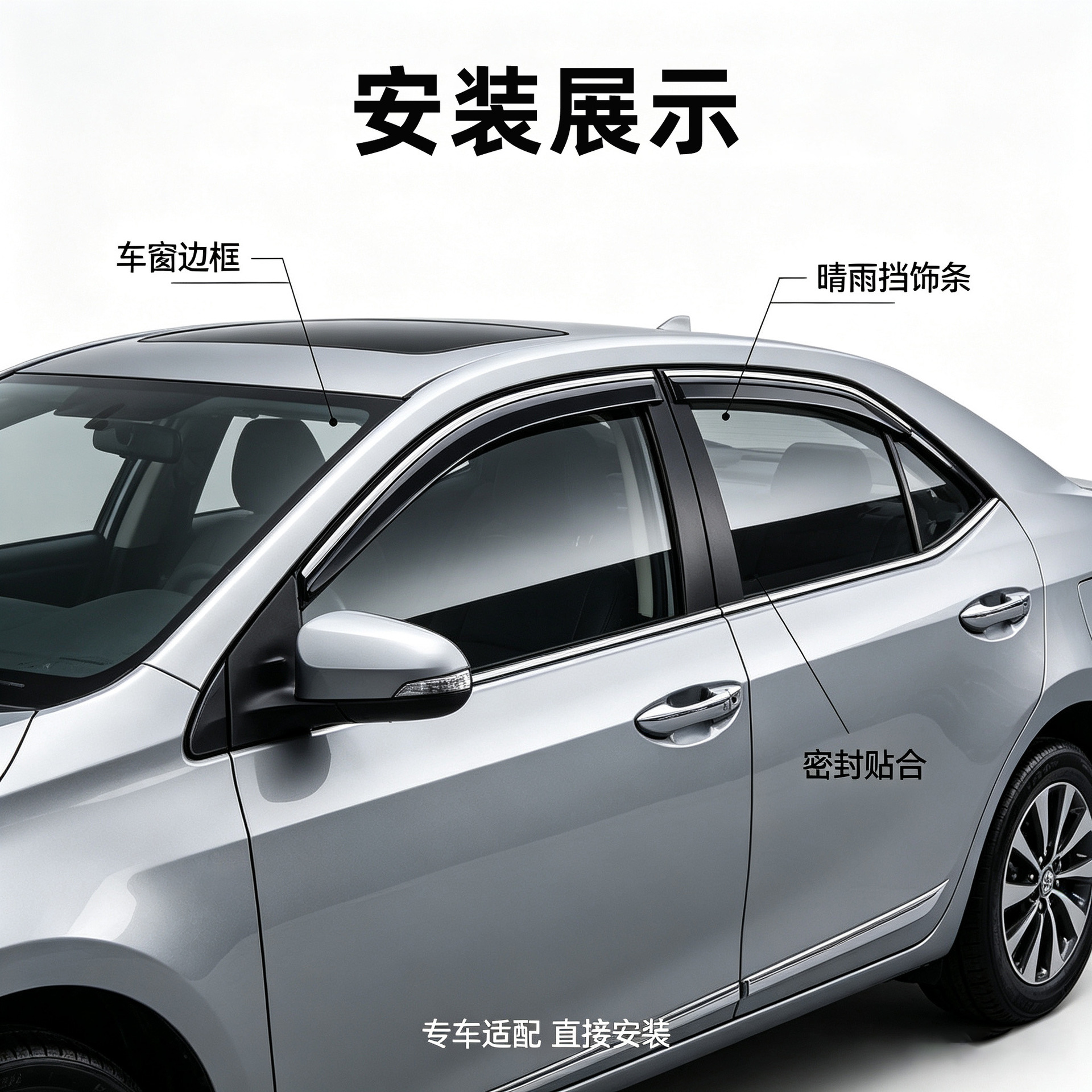 Cross-border applicable Toyota Corolla and Levin car window rain visors, injection-molded protective rain guards, thickened car modification accessories