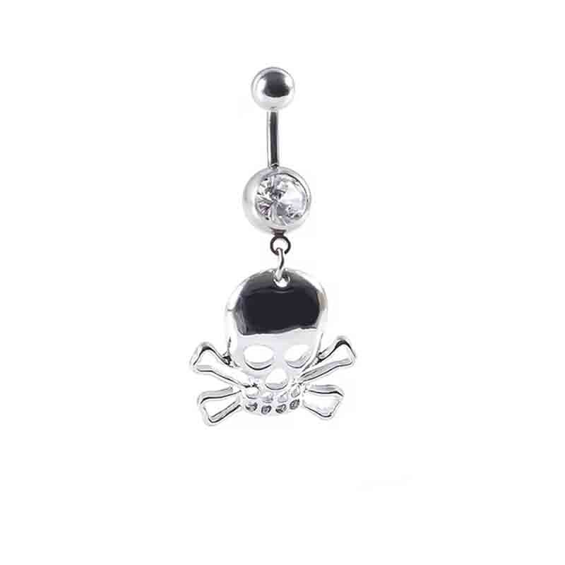 Piercing per ombelico in acciaio inossidabile a forma di teschio, con molteplici opzioni, stile street dark, gioielli per Halloween_voghion.com