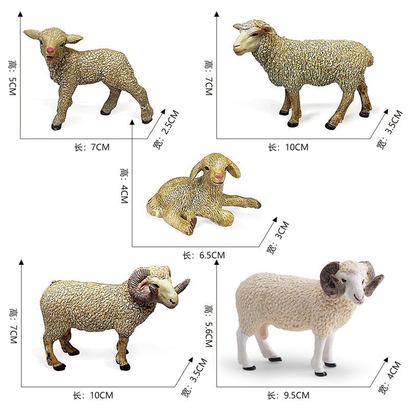 Simulación granja Rancho paisaje en miniatura animal ovejas modelo traje sólido estático bebé madre ovejas