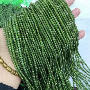 Hetian jade jasper 4mm beads spinach green black dot beads small rice beads jasper beads with chain wholesale