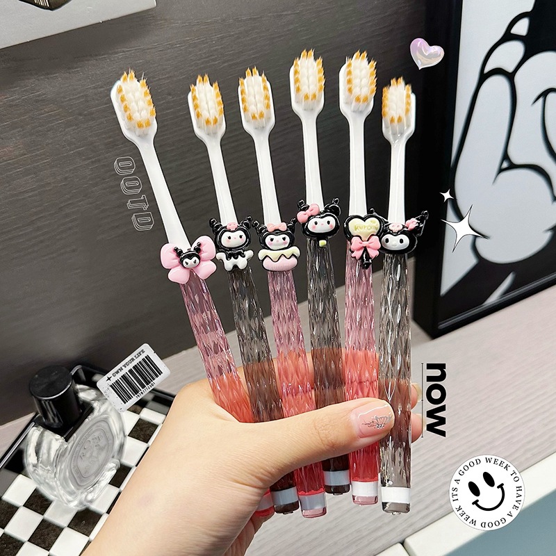 Children's Toothbrush Soft Bristles 6 to 12 Years Old Infants and Young Kidsren Soft Bristles Tooth Replacement Period Household Adult Sanrio Kuromi