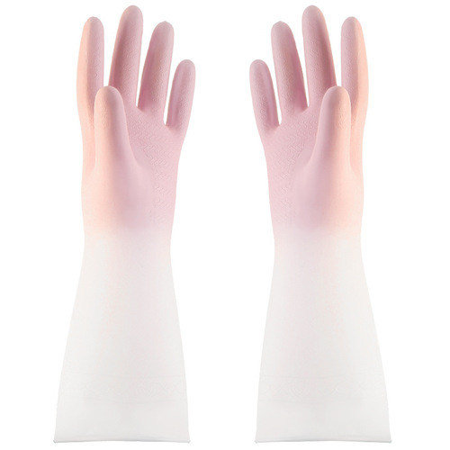 Gradient color waterproof latex gloves for women's laundry housework cleaning gloves dishwashing gloves non-slip waterproof and durable type