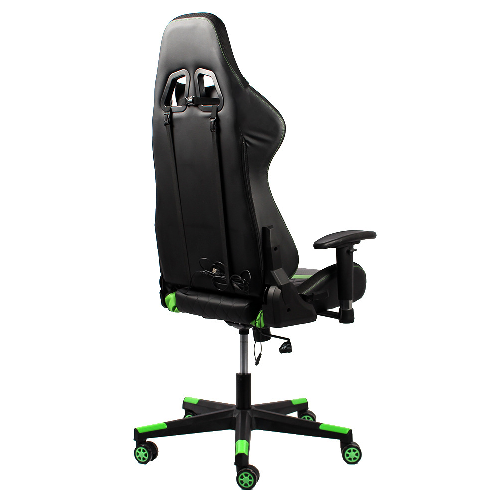 E-sports silla RGB LED caballo corriendo luz pesada PU cuero ajustable estilo de carreras columpio Silla de juego Verde 784