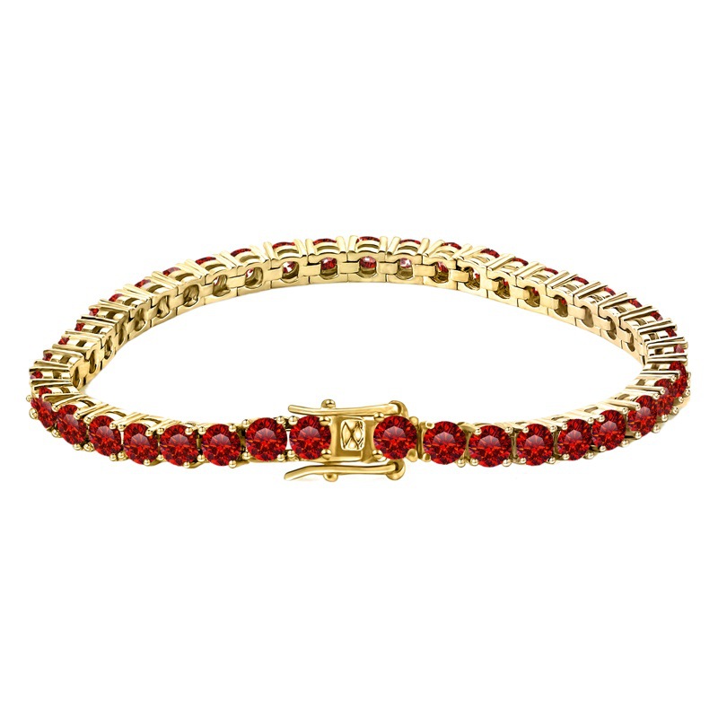 925 plata de color moissanita pulsera de tenis nueva pulsera de plata de 18 quilates joyas de oro venta caliente transfronteriza