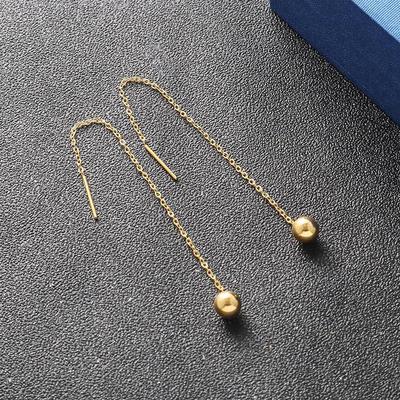 金珠珠豆豆耳线女气质韩国简约耳坠网红长款耳钉耳饰耳环钛钢18K|ru