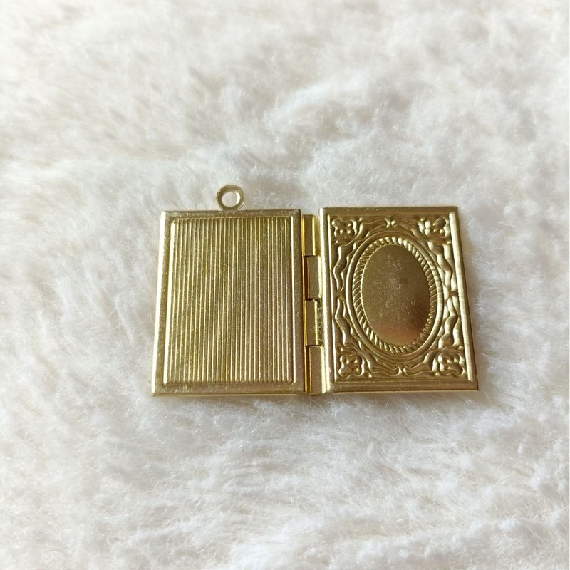 DIY 飾り高品質銅長方形ペンダントパターンブック型フォトボックスは開いて写真ペンダントを収納できます|undefined