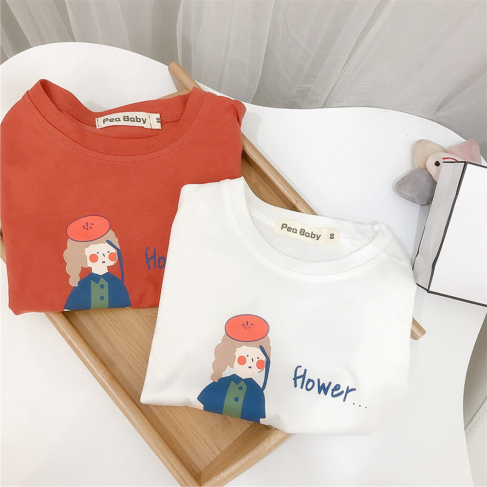 女童短袖T恤2021夏款韩版女宝洋气小女孩印花上衣儿童卡通打底衫|ru