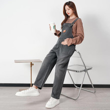 孕妇裤背带裤宽松遮肚显瘦潮妈阔腿牛仔裤春秋冬款加肥加大码