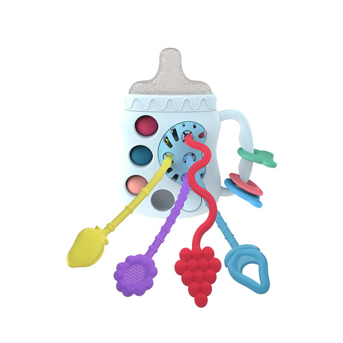 Cross-border Amazon children's stress-reducing bottle pumping rattle infant teether hand ball toy