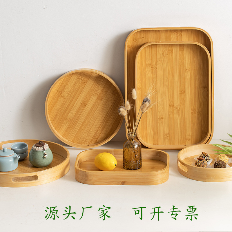 Bandeja de bambú de estilo japonés pan postre plato de fruta seca Hotel famoso bandeja rectangular hogar sala de estar plato de fruta
