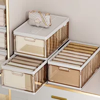 Foldable multi-compartment storage box for pants, jeans, and household clothes organization