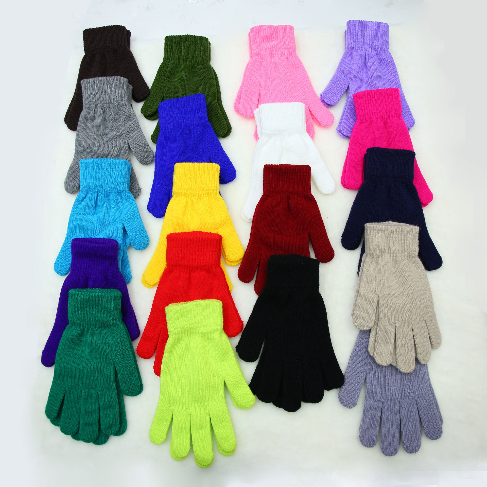 Nuevo unisex acrílico magia guantes de invierno cálido guantes de punto monocromo guantes de dedo completo logotipo imprimible